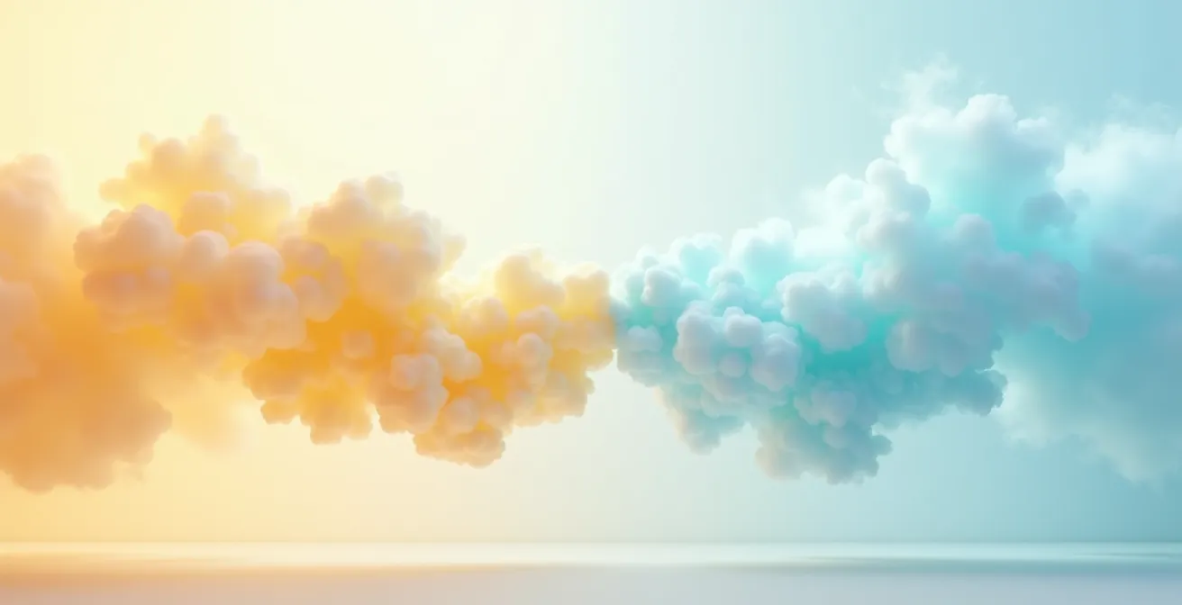 Deux flacons de e-liquide avec vapeur colorée s'échappant, l'une crémeuse et l'autre cristalline