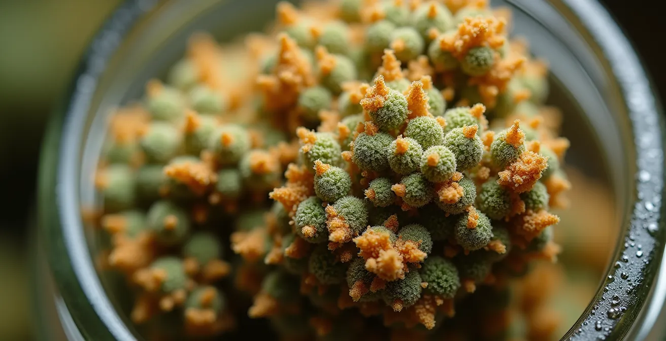 Bocaux en verre teinté pour conservation optimale des feuilles de CBD