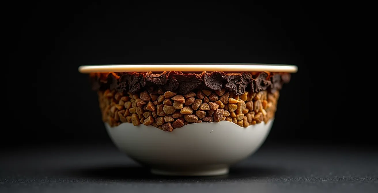 Vue en coupe d'un foyer de chicha montrant la superposition des pierres et du tabac