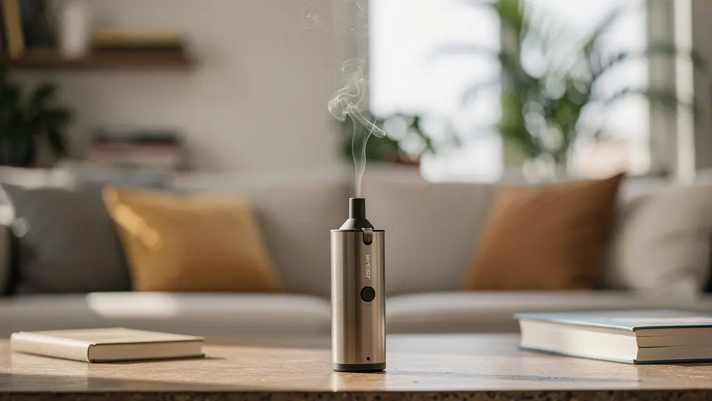 Vaporisateur de table pour résine CBD dans un salon contemporain français